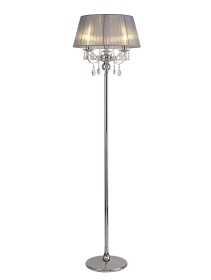 Olivia Polished Chrome-Grey Crystal Floor Lamps Diyas Shaded Floor Lamps